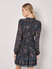 Apricot Blue Paisley Border Ruffle Dress - Image 3 of 4