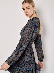 Apricot Blue Paisley Border Ruffle Dress - Image 4 of 4