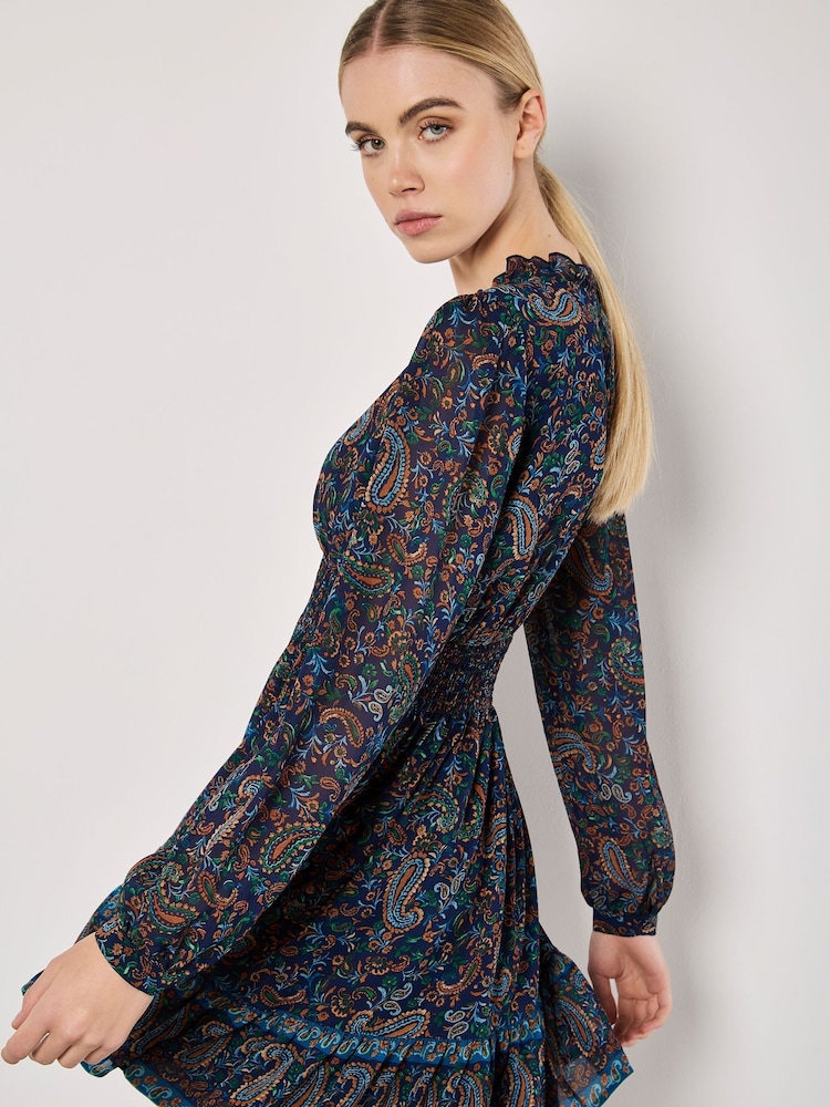 Apricot Blue Paisley Border Ruffle Dress - Image 4 of 4
