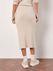Apricot Cream Fine Gauge Cable Knit Midi Skirt - Image 4 of 4