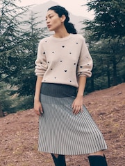 Apricot Black Gradiating Knitted Midi Skirt - Image 1 of 6