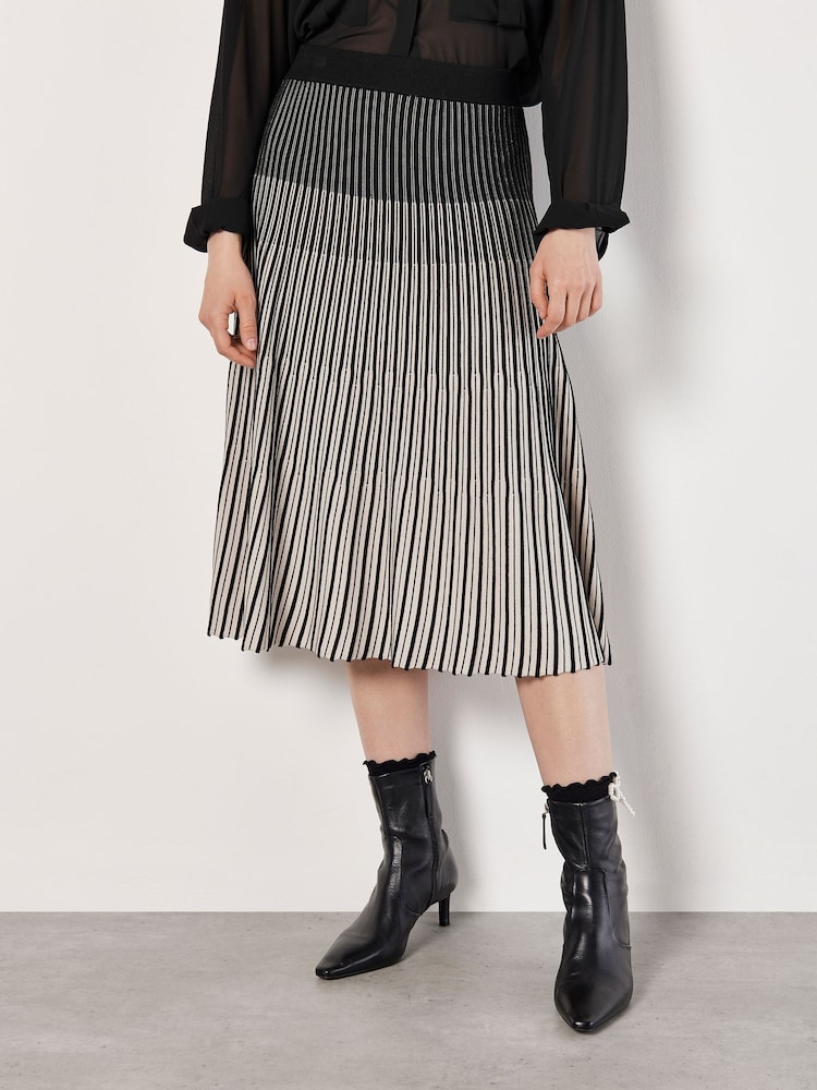 Apricot Black Gradiating Knitted Midi Skirt - Image 3 of 6