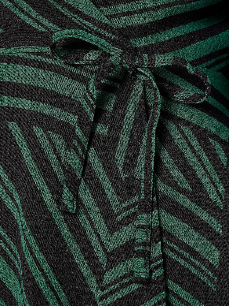 Apricot Green Barcode Print Wrap Dress - Image 4 of 4