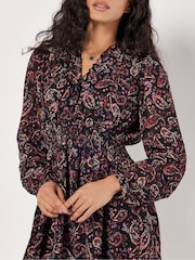Apricot Pink Painterly Paisley Smock Frill Dress - Image 3 of 4