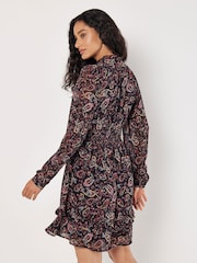 Apricot Pink Painterly Paisley Smock Frill Dress - Image 4 of 4