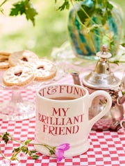 Emma Bridgewater Cream Pink Toast My Brilliant Friend 1/2 Pint Mug - Image 1 of 3