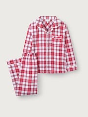 The White Company Relaxed Fit Organic Cotton Red Check Traditional Pyjamas - Image 1 of 5