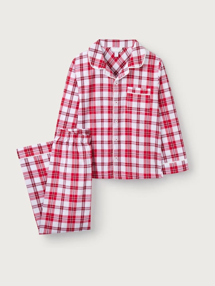 The White Company Relaxed Fit Organic Cotton Red Check Traditional Pyjamas - Image 1 of 5