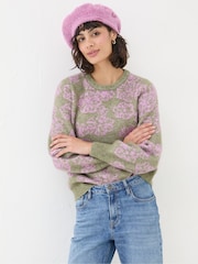 FatFace Helen Green Pattern Floral Jumper - Image 1 of 5