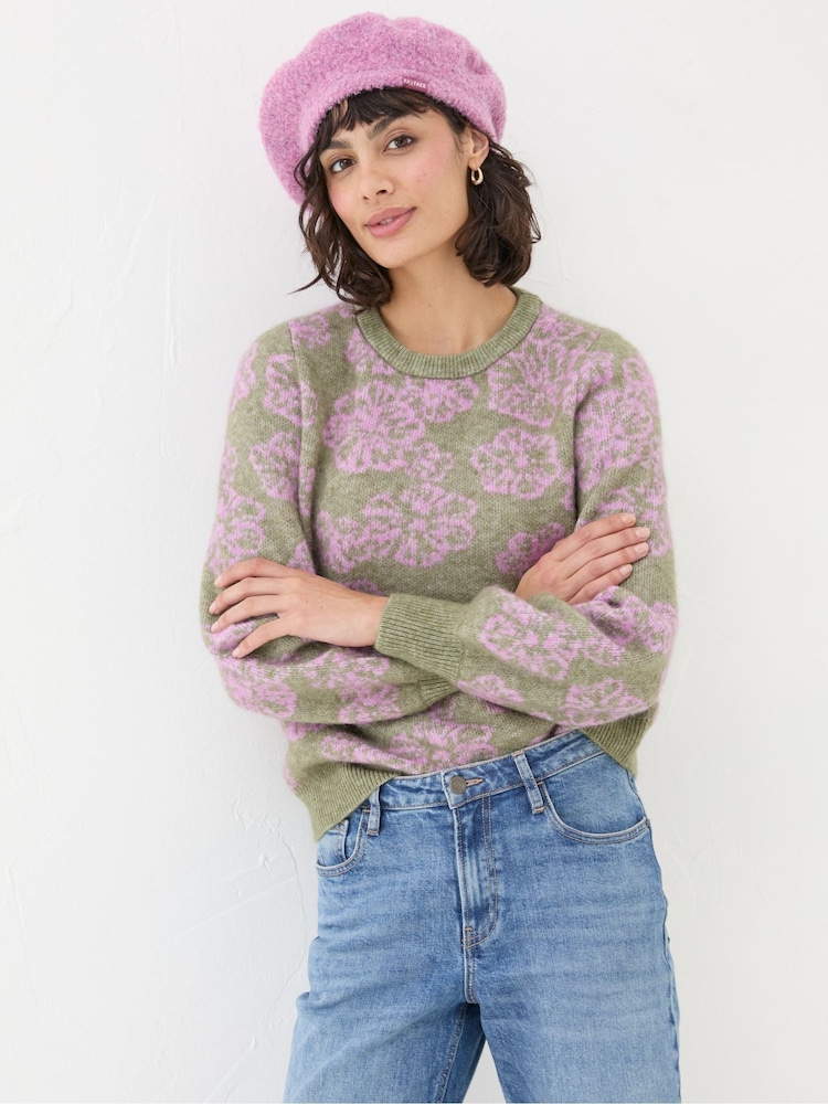 FatFace Helen Green Pattern Floral Jumper - Image 1 of 5