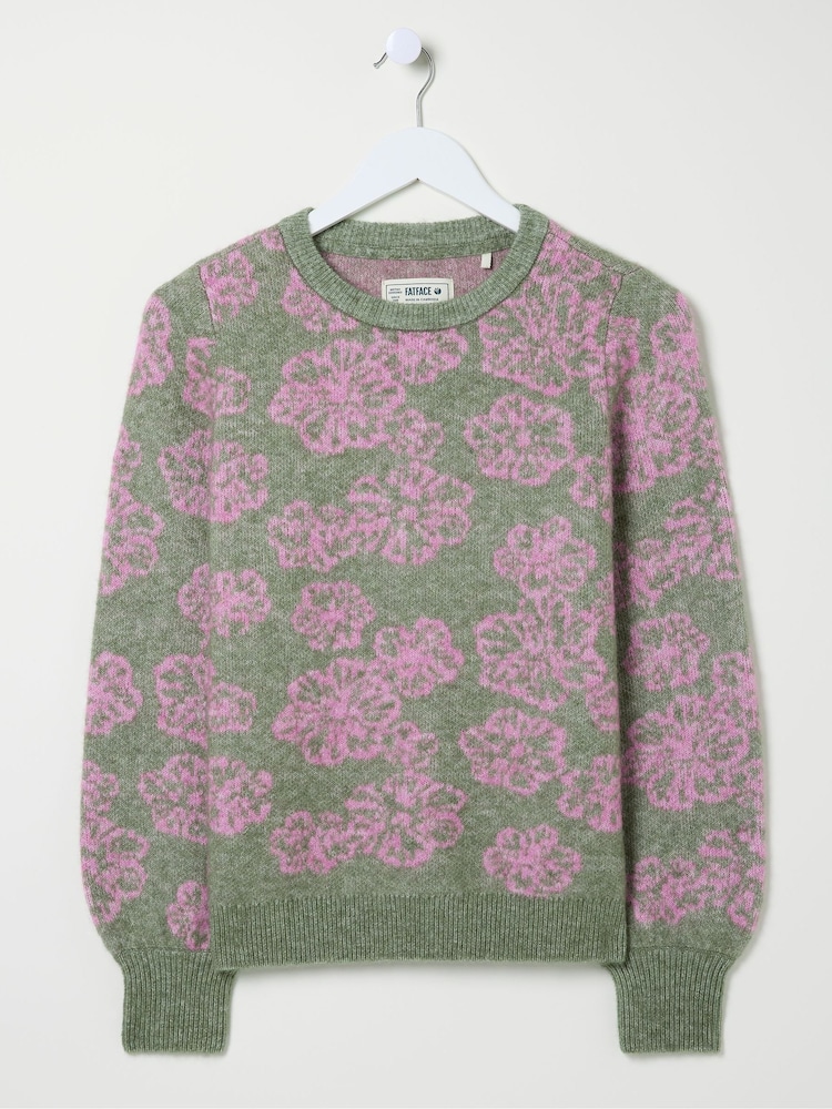 FatFace Helen Green Pattern Floral Jumper - Image 5 of 5