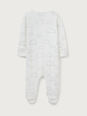 The White Company Cloud Rib Zip 100% Cotton White Sleepsuit - Image 6 of 6