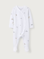 The White Company Organic Cotton Safari Families Wrap White Sleepsuit - Image 4 of 5