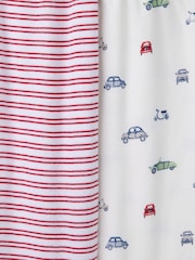 The White Company Slim Fit Organic Cotton Cars And Stripe White Pyjamas Set Of 2 - Image 4 of 6