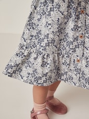 The White Company Organic Cotton Petunia Floral Cord White Dress - Image 4 of 6
