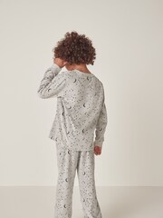 The White Company Prelaxed Fit Grey Organic Cotton Velour Moon & Star Pyjamas - Image 2 of 6