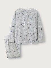 The White Company Prelaxed Fit Grey Organic Cotton Velour Moon & Star Pyjamas - Image 6 of 6