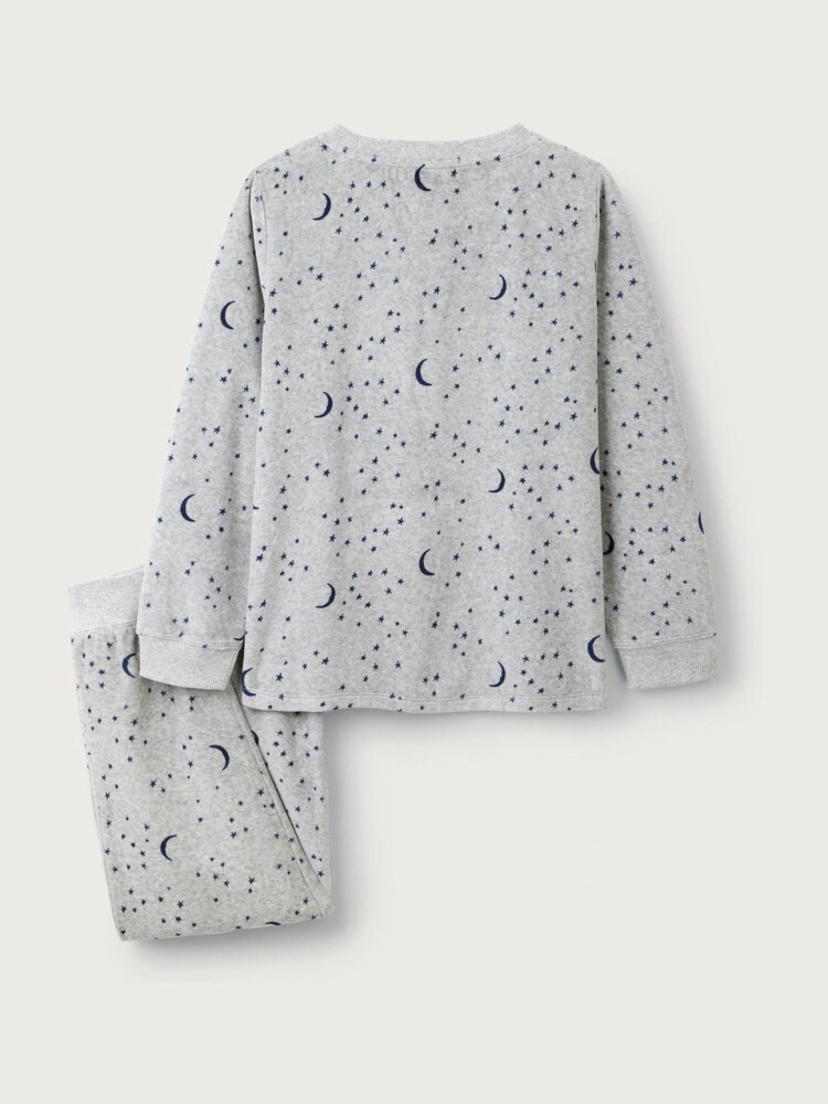 The White Company Prelaxed Fit Grey Organic Cotton Velour Moon & Star Pyjamas - Image 6 of 6 The White Company Prelaxed Fit Grey Organic Cotton Velour Moon & Star Pyjamas - Image 6 of 6
