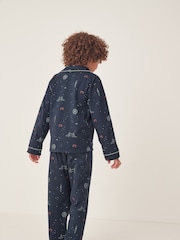 The White Company Relaxed Fit Blue Organic Cotton London Button Through Pyjamas - Image 2 of 5