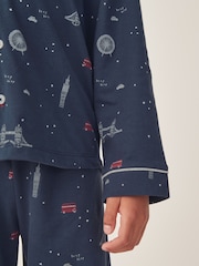 The White Company Relaxed Fit Blue Organic Cotton London Button Through Pyjamas - Image 5 of 5