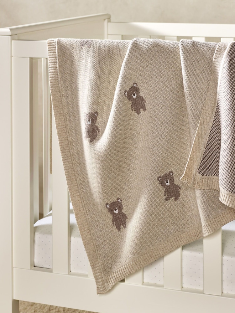 The White Company Natural Organic Cotton Teddy Bear Blanket - Image 1 of 2