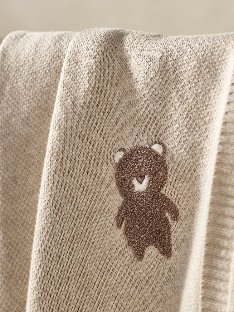 The White Company Natural Organic Cotton Teddy Bear Blanket - Image 2 of 2