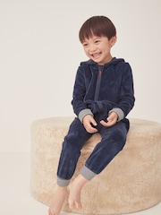 The White Company Blue Velour Stripe Cuff All-In-One - Image 3 of 7