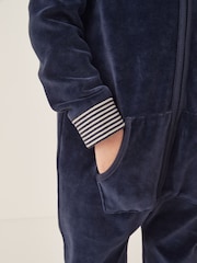 The White Company Blue Velour Stripe Cuff All-In-One - Image 4 of 7