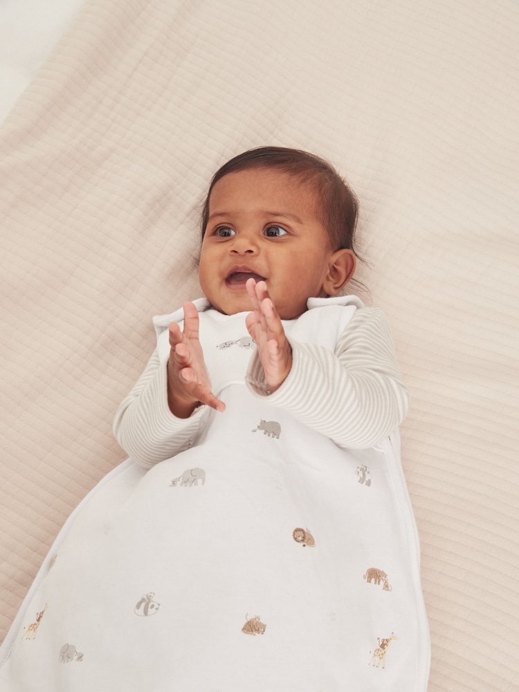 The White Company Organic Cotton Safari Families White Sleep Bag - Image 1 of 5