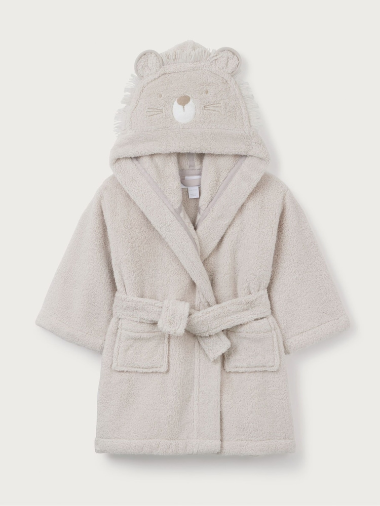 The White Company Natural Cotton Lion Hooded Robe - Image 4 of 5