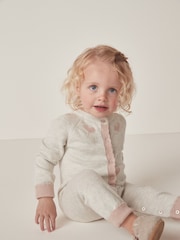 The White Company Baby Natural Organic Cotton Wool Heart Knitted Romper - Image 3 of 6