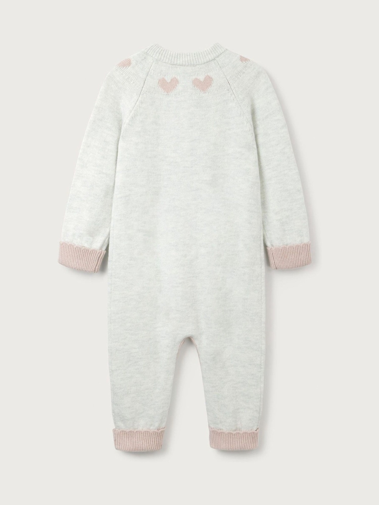 The White Company Baby Natural Organic Cotton Wool Heart Knitted Romper - Image 6 of 6