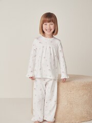 The White Company Relaxed Fit Organic Cotton Enchanted Fairies White Pyjamas - Image 1 of 4