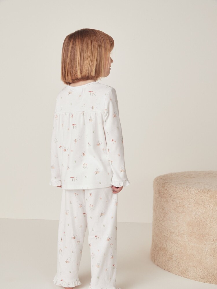 The White Company Relaxed Fit Organic Cotton Enchanted Fairies White Pyjamas - Image 4 of 4