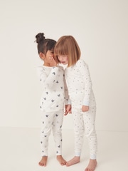 The White Company Skinny Fit Blue Organic Cotton Big And Little Heart Pyjamas Set Of 2 - Image 1 of 6