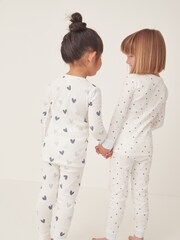 The White Company Skinny Fit Blue Organic Cotton Big And Little Heart Pyjamas Set Of 2 - Image 4 of 6