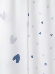 The White Company Skinny Fit Blue Organic Cotton Big And Little Heart Pyjamas Set Of 2 - Image 6 of 6