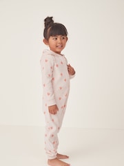 The White Company Pink Velour Heart Hooded All-In-One - Image 1 of 6
