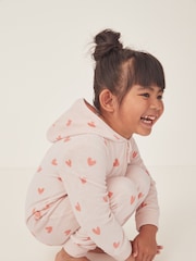 The White Company Pink Velour Heart Hooded All-In-One - Image 2 of 6