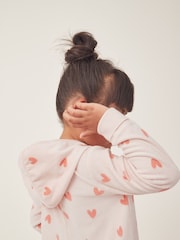 The White Company Pink Velour Heart Hooded All-In-One - Image 3 of 6