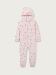 The White Company Pink Velour Heart Hooded All-In-One - Image 5 of 6