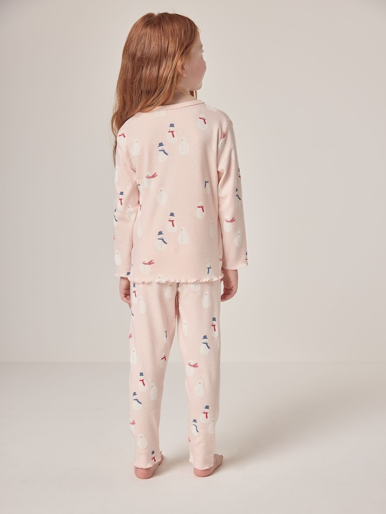 وردي - بيجامة بطبعة رجل الثلج للأطفال من The White Company - صورة 2 من 7
