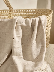Cobertor Pointelle de coração natural 100% de algodão The White Company - Imagem 4 de 4