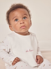 The White Company Cotton Reindeer And Star White Sleepsuit And Bib Set - Image 2 of 5