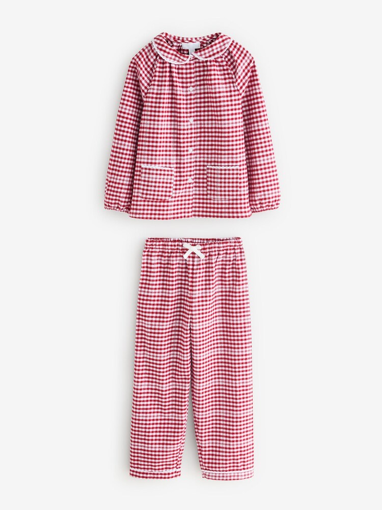 The White Company Red Organic Cotton Lace Trim Check Pyjamas - Image 1 of 1