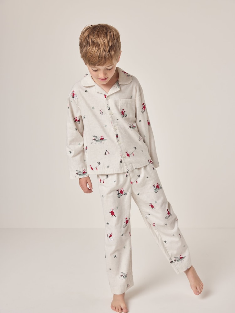 The White Company Бежевый пижама из органического хлопка Санта принт Классик - Image 1 of 6