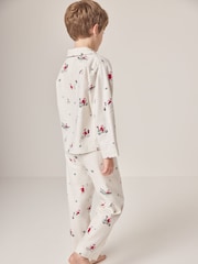 The White Company Бежевый пижама из органического хлопка Санта принт Классик - Image 2 of 6