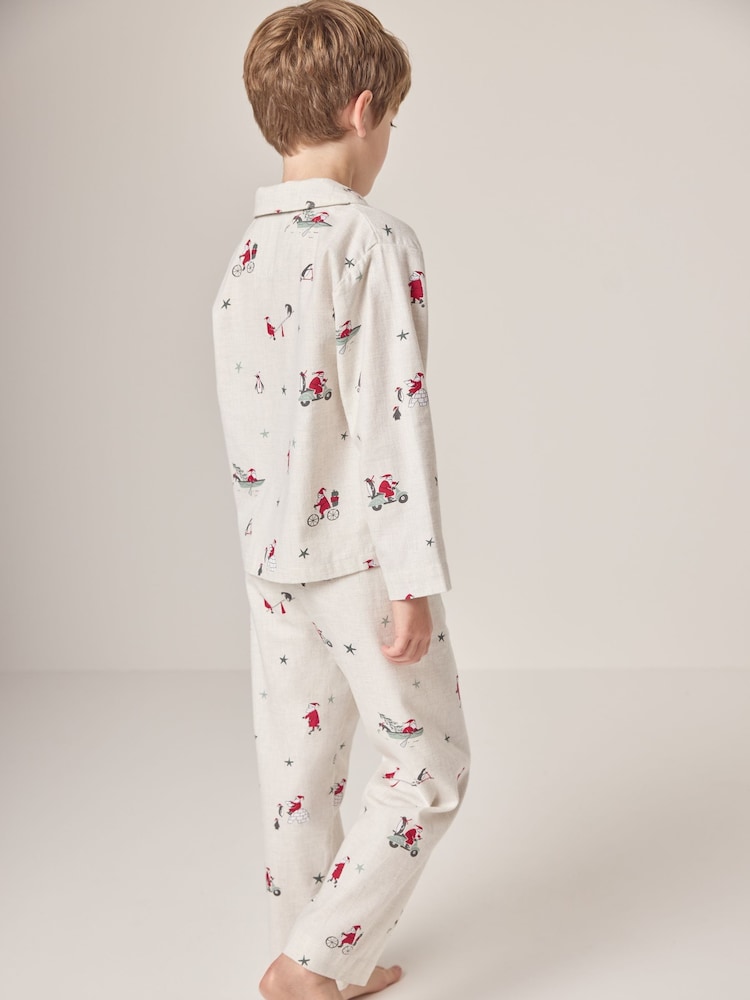 The White Company Бежевый пижама из органического хлопка Санта принт Классик - Image 2 of 6