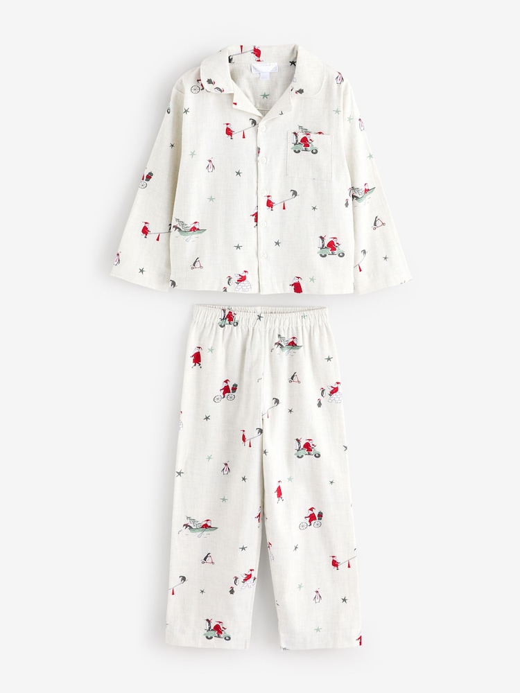 The White Company Бежевый пижама из органического хлопка Санта принт Классик - Image 6 of 6