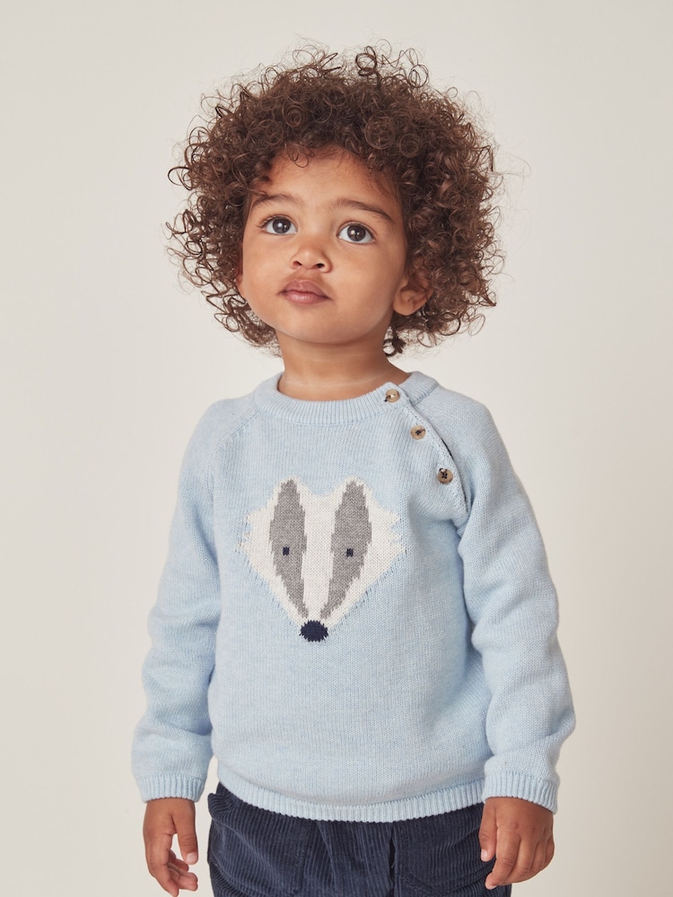 The White Company Blue Organic Cotton Badger Jumper - Image 1 of 1